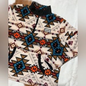 Hooey Men's Cream Aztec Printed Fleece Pullover Sweatshirt